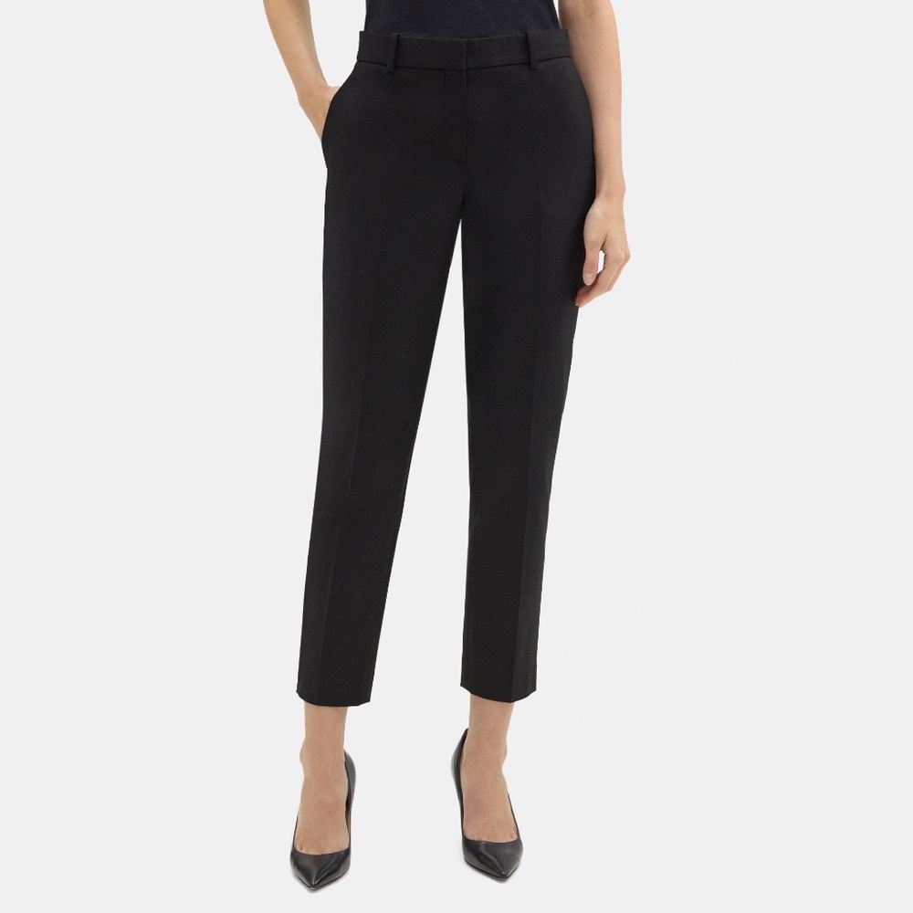 NWT Theory Testra Classic Crop Pant in Cotton Twill, Size 2